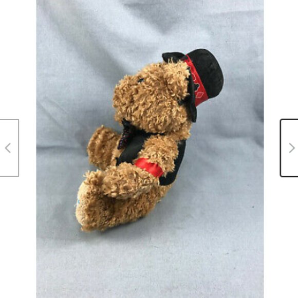 World Poker Tour Hat WPT 8" Cuddly Brown Teddy Bear Curly Plush 2006 Bow Tie - Picture 9 of 12